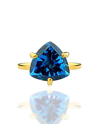 Pierścionek Topaz London Blue 4 ct. Trylion, Brazi Druse Jewelry