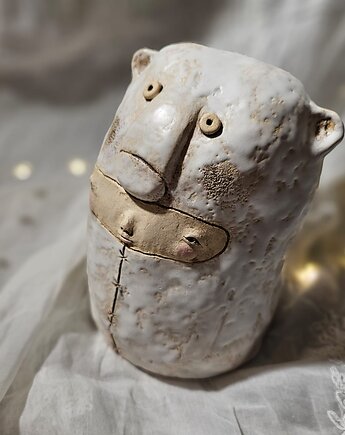 Ozdobna rzeźba ceramiczna Miś Polarny, Ewa Duszka