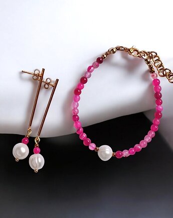 RAZEM TANIEJ! bransoletka & kolczyki : fuchsia & pearl collection, kaktusia