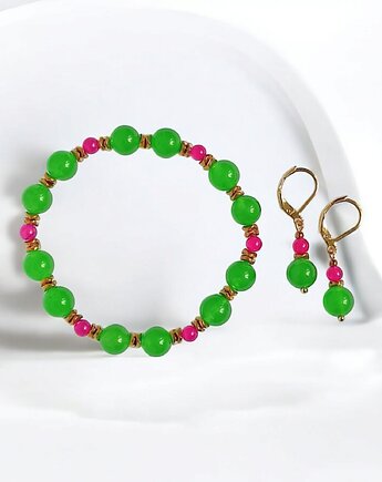 RAZEM TANIEJ! summer collection : bransoletka i kolczyki : jadeit III, kaktusia