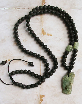 UNIKAT: kyanit zielony, lawa - naszyjnik męski / unisex, kaktusia