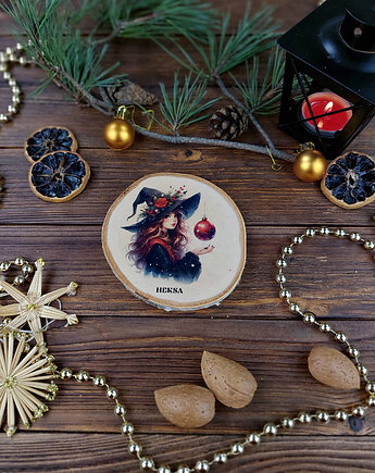 Brzozowa podkładka pod kubek, świąteczna zawieszka - Heksa, Manufa