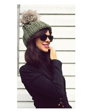 Zielona czapka beanie  leśna zieleń, Mademoiselle Patrini