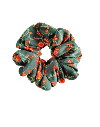 Scrunchie do włosów, gumka do włosów z wiskozy Zielona jesień MAXI PLUS, Capillum
