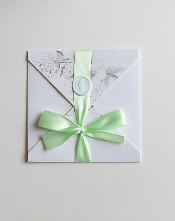 Kartka ślubna kopertówka kwiatowa miętowa, Papiernik