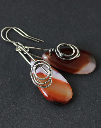 Kolczyki Blina - agat i oksydowane srebro, Anna Mroczek