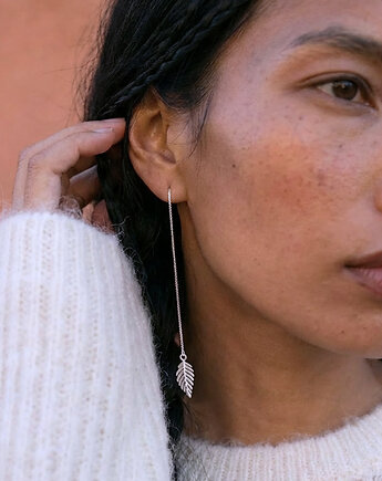Kolczyki srebrne Listek na wietrze - długie , Ewa Saj Silver