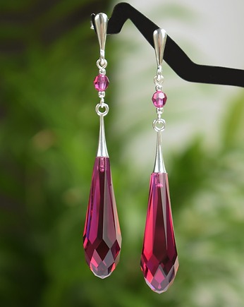 Grace - Ślubne kolczyki - Ruby - Kryształy Swarovski, Marisella