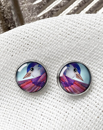 VIOLET BIRD  kolczyki wkrętki na specjalną okazję, muamua design
