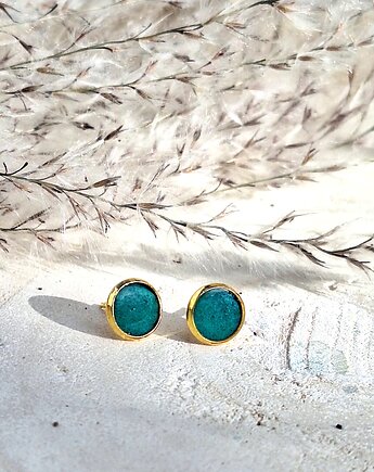 Kolczyki sztyfty ciemna zieleń, Slow Jewelry