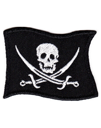 Naszywka naprasowanka CZASZKA NA FLADZE termoprzylepna haft 6,6x5cm, Wyszywane