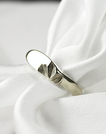 Srebrny sygnet damski minimalistyczny, grawer, prezent dla niej, LUNARIA, Her Ring Biżuteria