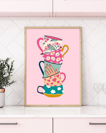 Plakat Kubki pełne kolorowych wzorów, Harvest Maison