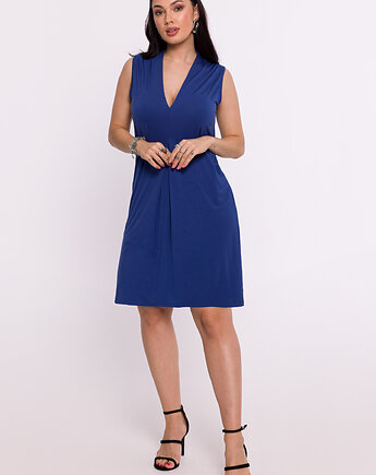 Sukienka wiskozowa z zakładką krótka - niebieska(B-286), Be