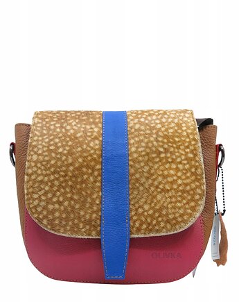 Torebka damska klasyczna skórzana regulowany pasek klapka wzór OLIVKA, Olivka Warsaw