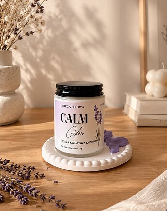 Świeca Calm Glow i podstawka z kokardką, PAM design