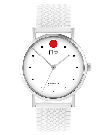 Zegarek - Japonia - silikonowy, biały, yenoo