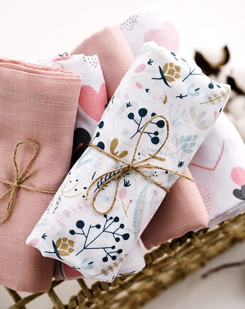 Ulewajki pieluszki muślinowe 5-pak 39x39 cm PINK PASSION od BabyU, Sleepdo