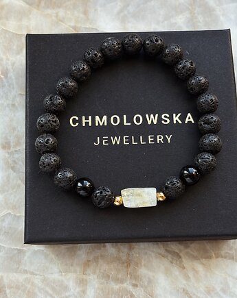Bransoletka męska  Cytryn i Lawa wulkaniczna, Chmolowska Jewellery