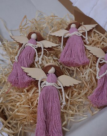 Zestaw ozdób choinkowych - makramowe anioły, ManufakTurka