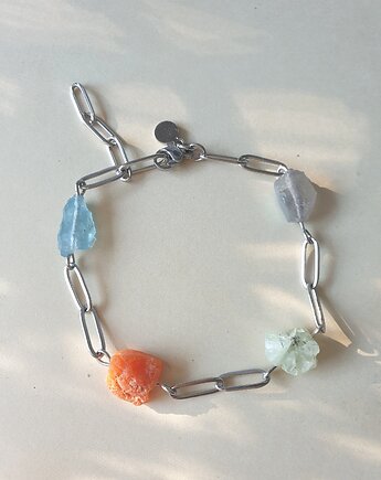 Bransoletka RAW ŻYWIOŁY ,opal ognisty, phrenit, akwamaryn, labradoryt, modesign