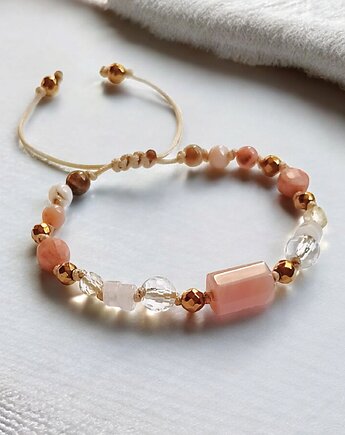 RADOŚĆ ŻYCIA - amulet - k. słoneczny, opal, k.górski, cytryn, k. różowy, kaktusia