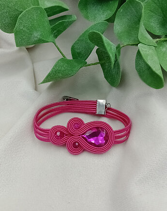 Bransoletka sutasz, różowa bransoletka, soutache, różowa, Soutacheria