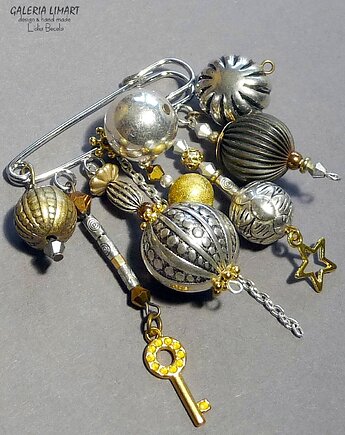 Broszka w stylu boho handmade na agrafie niezwykła miły prezent dla babci, Galeria Limart