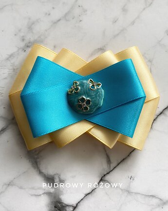 Czekoladowo -błękitna  Brosza z kółeczkiem New, Pudrowy Różowy