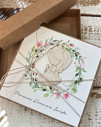 Kartka na komunię ręcznie robiona - Pamiątka Komunii