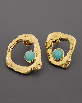 Unikatowe kolczyki pozłacane z amazonitem, Pastelove Jewelry