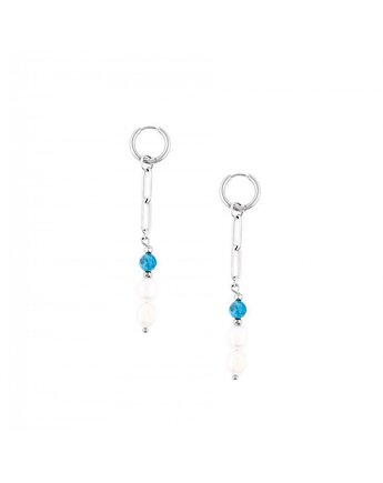 Kolczyki z Perłami rzecznymi i lazurowymi Apatytami - Saint-Tropez Srebrna, Kulka Bransoletki