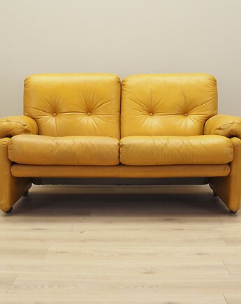 Sofa skórzana żółta, włoski design, lata 60, B&B Italia, Tobia Scarpa, Przetwory design