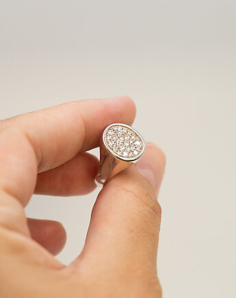 Srebrny sygnet z cyrkoniami, LE JEWELRY