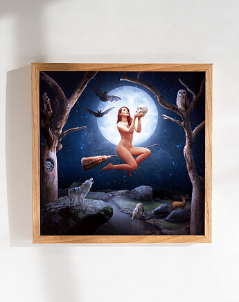 Surrealistyczny Plakat "Witch's Romance" Kolaż 30x30cm, Olśnienia