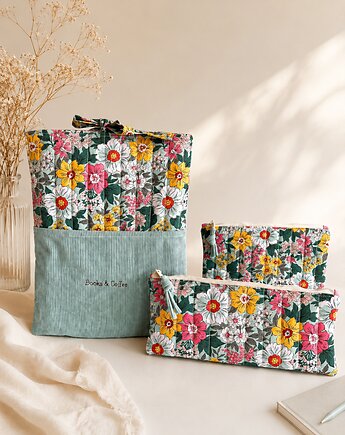 Komplet etui na książkę, piórnik, kosmetyczka, Gucia Design
