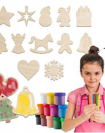 Scrapki drewniane Boże Narodzenie MIX 50SZT Ozdoby świąteczne Zawieszki, smxdsgn