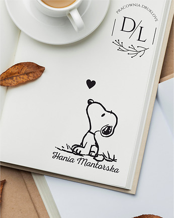 Stempel Ex Libris Exlibris personalizowany Snoopy, DrukLove