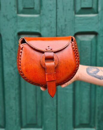 Torebka skórzana mała ręcznie robiona góralska Diego Simple, SempreArte