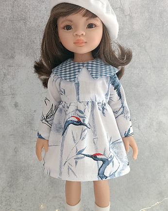 Handmade ubranka dla lalek Paola Reina 32cm  sukienka i beret nowy, Handmade Tolak