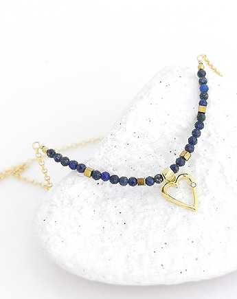 Złoty naszyjnik z lapis lazuli, Yamira Art Studio
