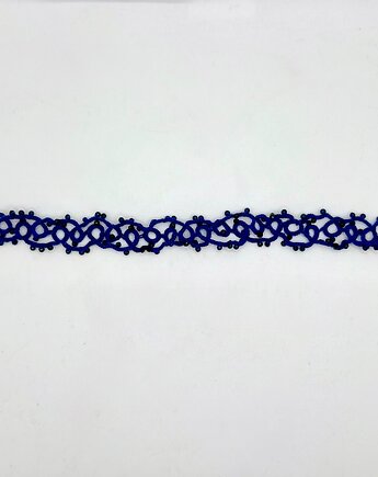 Bransoletka frywolitkowa z granatowym Spinelem / Seria Boho, naokraglo_design