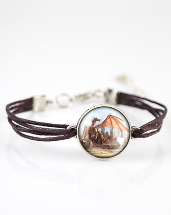 Bransoletka - Smok - brązowa, sznurki, yenoo