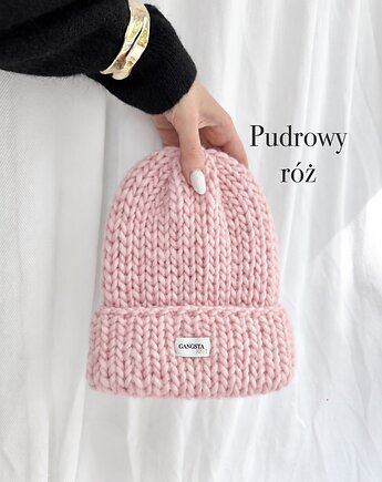 Czapka Lily 100% wełna *pudrowy róż*, GANGSTA KNIT