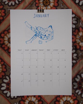 Kalendarz 2026 niebiesko mi  porządek, yutego studio