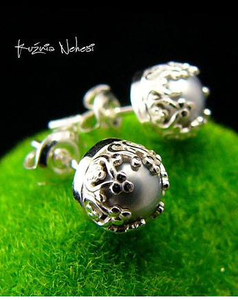 Kolczyki Sztyfty Lea - Platynowe Perły Srebro, Kuźnia Nehesi