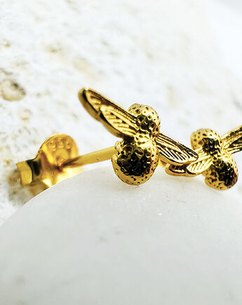 Kolczyki pszczoły , mini złote pszczółki, Anemon Atelier