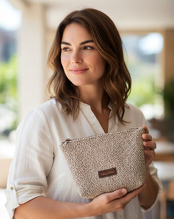 Beżowa kosmetyczka MAXI, raspberi