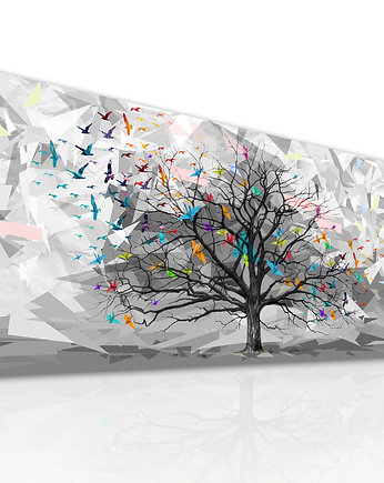 Obraz na płótnie pejzaż, origami, drzewo-150x60, LUdesign gallery