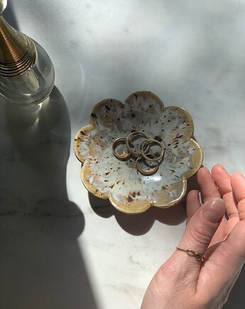 Ceramiczna Miseczka Kwiat na Drobiazgi Biżuterię Stracciatella, Maison Fragile